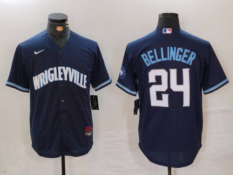 Men Chicago Cubs #24 Bellinger Blue City Edition 2024 Nike MLB Jersey style 1